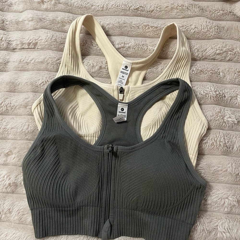 90 Degree By Reflex Sports Bras in Cream and Gray